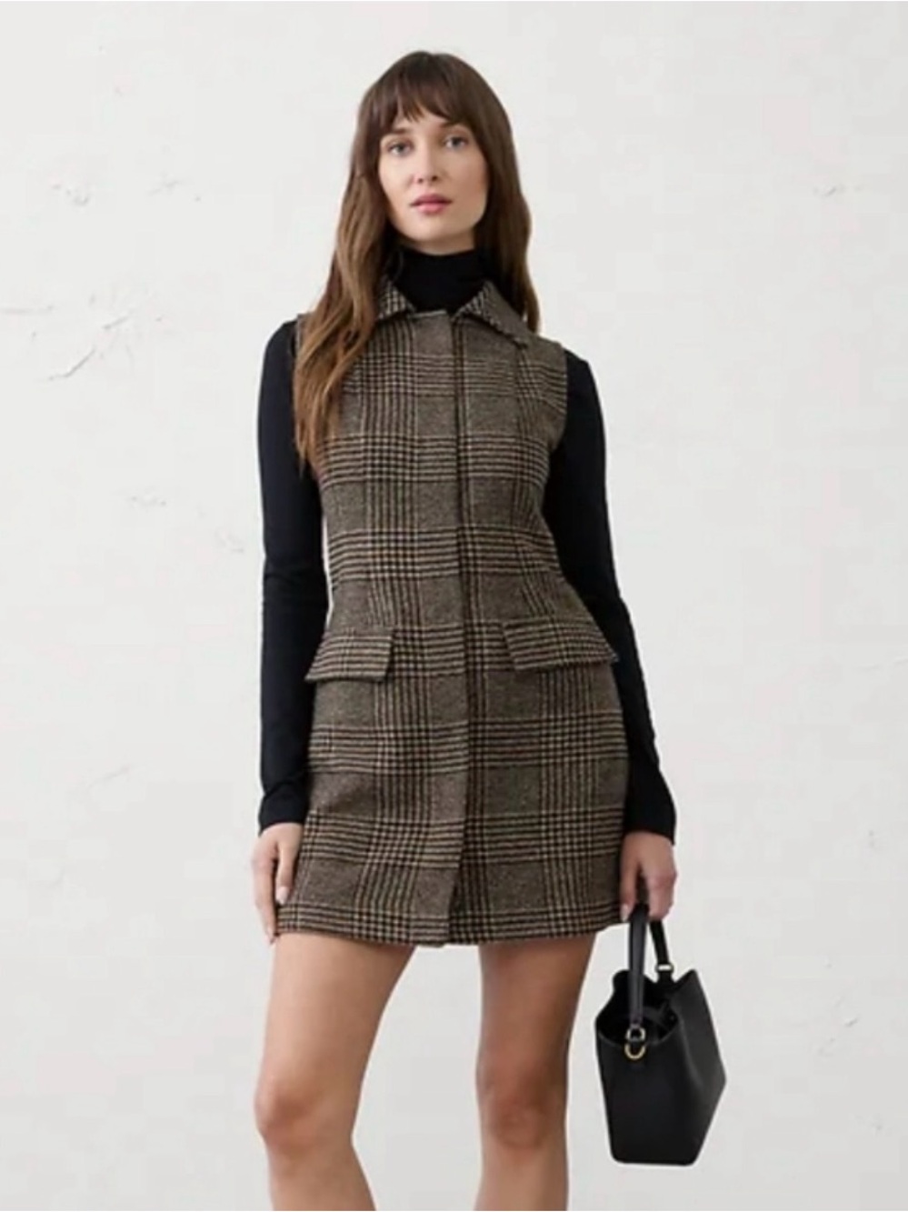 Banana Republic Brown Plaid Collared Mini Dress